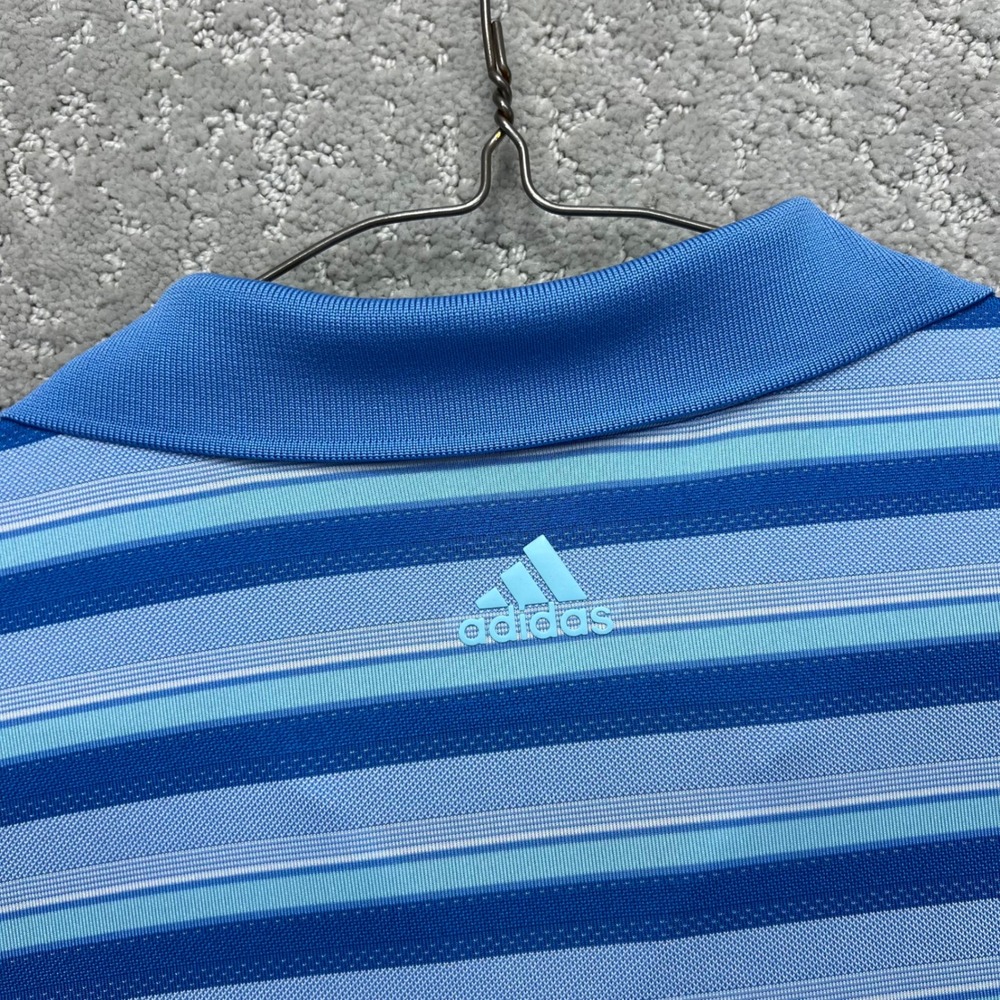 Adidas ClimaCool Golf Polo Shirt Mens Large Blue Striped Tumble Creek Club - Picture 11 of 14